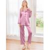imageEkouaer Women Satin Pajamas Set Classic Button Down Long Pjs SetLotus Color