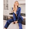 imageEkouaer Women Satin Pajamas Set Classic Button Down Long Pjs SetNavy Blue