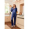 imageEkouaer Women Satin Pajamas Set Classic Button Down Long Pjs SetNavy Blue