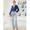 imageEkouaer Women Satin Pajamas Set Classic Button Down Long Pjs SetNavy Blue