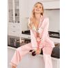 imageEkouaer Women Satin Pajamas Set Classic Button Down Long Pjs SetPastel Pink