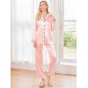 imageEkouaer Women Satin Pajamas Set Classic Button Down Long Pjs SetPastel Pink
