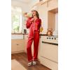 imageEkouaer Women Satin Pajamas Set Classic Button Down Long Pjs SetRed