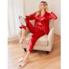 imageEkouaer Women Satin Pajamas Set Classic Button Down Long Pjs SetRed