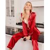 imageEkouaer Women Satin Pajamas Set Classic Button Down Long Pjs SetRed