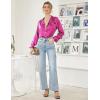 imageEkouaer Women Satin Pajamas Set Classic Button Down Long Pjs SetRose