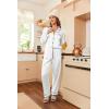 imageEkouaer Women Satin Pajamas Set Classic Button Down Long Pjs SetWhite