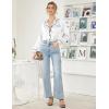 imageEkouaer Women Satin Pajamas Set Classic Button Down Long Pjs SetWhite