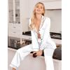 imageEkouaer Women Satin Pajamas Set Classic Button Down Long Pjs SetWhite