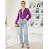 imageEkouaer Women Satin Pajamas Set Classic Button Down Long Pjs SetWineberry