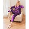 imageEkouaer Women Satin Pajamas Set Classic Button Down Long Pjs SetWineberry
