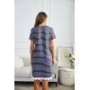 imageEkouaer Women Striped Nightgowns Button Down Sleepshirts Short Sleeves Nightshirts01 Acnavy Blue Striped