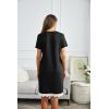 imageEkouaer Women Striped Nightgowns Button Down Sleepshirts Short Sleeves Nightshirts01 Black