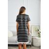imageEkouaer Women Striped Nightgowns Button Down Sleepshirts Short Sleeves NightshirtsAbblack Striped