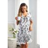 imageEkouaer Women Striped Nightgowns Button Down Sleepshirts Short Sleeves NightshirtsBlack Leaves Print