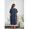 imageEkouaer Women Striped Nightgowns Button Down Sleepshirts Short Sleeves NightshirtsDark Blue