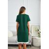imageEkouaer Women Striped Nightgowns Button Down Sleepshirts Short Sleeves NightshirtsDark Green
