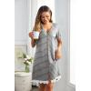 imageEkouaer Women Striped Nightgowns Button Down Sleepshirts Short Sleeves NightshirtsDark Grey Stripped
