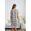 imageEkouaer Women Striped Nightgowns Button Down Sleepshirts Short Sleeves NightshirtsDark Grey Stripped