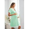 imageEkouaer Women Striped Nightgowns Button Down Sleepshirts Short Sleeves NightshirtsGreen