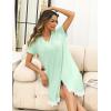 imageEkouaer Women Striped Nightgowns Button Down Sleepshirts Short Sleeves NightshirtsGreen