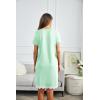 imageEkouaer Women Striped Nightgowns Button Down Sleepshirts Short Sleeves NightshirtsGreen