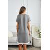 imageEkouaer Women Striped Nightgowns Button Down Sleepshirts Short Sleeves NightshirtsGrey