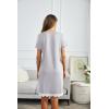 imageEkouaer Women Striped Nightgowns Button Down Sleepshirts Short Sleeves NightshirtsLight Grey