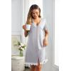 imageEkouaer Women Striped Nightgowns Button Down Sleepshirts Short Sleeves NightshirtsLight Grey