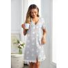 imageEkouaer Women Striped Nightgowns Button Down Sleepshirts Short Sleeves NightshirtsPat21 Star