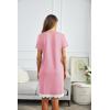 imageEkouaer Women Striped Nightgowns Button Down Sleepshirts Short Sleeves NightshirtsPink