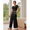 imageEkouaer Womens 2 Piece Lounge Sets Short Sleeve Pajama Set Ribbed Knit Crop Top Wide Leg Pants Loungewear SXXLBlack