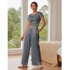 imageEkouaer Womens 2 Piece Lounge Sets Short Sleeve Pajama Set Ribbed Knit Crop Top Wide Leg Pants Loungewear SXXLDark Gray