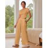 imageEkouaer Womens 2 Piece Lounge Sets Short Sleeve Pajama Set Ribbed Knit Crop Top Wide Leg Pants Loungewear SXXLDark Khaki