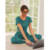 imageEkouaer Womens 2 Piece Lounge Sets Short Sleeve Pajama Set Ribbed Knit Crop Top Wide Leg Pants Loungewear SXXLDark Teal Green