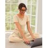 imageEkouaer Womens 2 Piece Lounge Sets Short Sleeve Pajama Set Ribbed Knit Crop Top Wide Leg Pants Loungewear SXXLKhaki