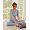 imageEkouaer Womens 2 Piece Lounge Sets Short Sleeve Pajama Set Ribbed Knit Crop Top Wide Leg Pants Loungewear SXXLLight Blue