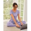 imageEkouaer Womens 2 Piece Lounge Sets Short Sleeve Pajama Set Ribbed Knit Crop Top Wide Leg Pants Loungewear SXXLLilac