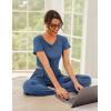 imageEkouaer Womens 2 Piece Lounge Sets Short Sleeve Pajama Set Ribbed Knit Crop Top Wide Leg Pants Loungewear SXXLNavy Blue