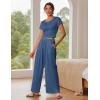 imageEkouaer Womens 2 Piece Lounge Sets Short Sleeve Pajama Set Ribbed Knit Crop Top Wide Leg Pants Loungewear SXXLNavy Blue