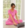 imageEkouaer Womens 2 Piece Lounge Sets Short Sleeve Pajama Set Ribbed Knit Crop Top Wide Leg Pants Loungewear SXXLRose Red
