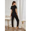 imageEkouaer Womens Pajama Sets Short Sleeve Sleepwear and Long Pants Soft Sleep Lounge Sets Joggers Pj Sets with Pockets01 Black