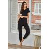 imageEkouaer Womens Pajama Sets Short Sleeve Sleepwear and Long Pants Soft Sleep Lounge Sets Joggers Pj Sets with Pockets01 Black