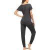 imageEkouaer Womens Pajama Sets Short Sleeve Sleepwear and Long Pants Soft Sleep Lounge Sets Joggers Pj Sets with Pockets01 Dark Grey