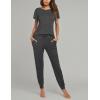imageEkouaer Womens Pajama Sets Short Sleeve Sleepwear and Long Pants Soft Sleep Lounge Sets Joggers Pj Sets with Pockets01 Dark Grey