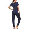 imageEkouaer Womens Pajama Sets Short Sleeve Sleepwear and Long Pants Soft Sleep Lounge Sets Joggers Pj Sets with Pockets01 Navy Blue