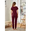 imageEkouaer Womens Pajama Sets Short Sleeve Sleepwear and Long Pants Soft Sleep Lounge Sets Joggers Pj Sets with Pockets01 Wine Red
