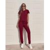 imageEkouaer Womens Pajama Sets Short Sleeve Sleepwear and Long Pants Soft Sleep Lounge Sets Joggers Pj Sets with Pockets01 Wine Red