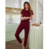 imageEkouaer Womens Pajama Sets Short Sleeve Sleepwear and Long Pants Soft Sleep Lounge Sets Joggers Pj Sets with Pockets01 Wine Red