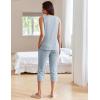 imageEkouaer Womens Pajamas Set Pleated Square Neck Sleeveless Tops and Capri Pants Lounge Sets 2 Piece Summer OutfitsBlue